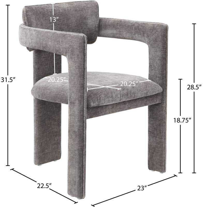 Exilda Chenille Fabric Dining Chair, Grey Chenille Fabric