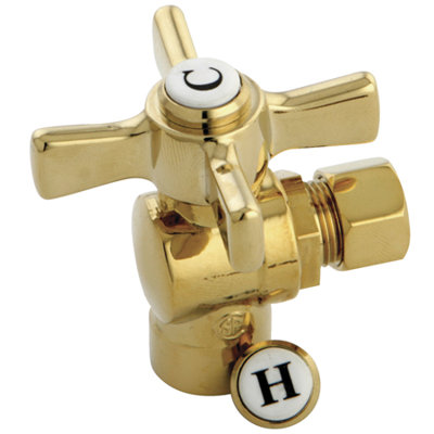 Kingston Brass Millennium 1/2-Inch Sweat x 3/8-Inch OD Comp Quarter-Turn Angle Stop Valve