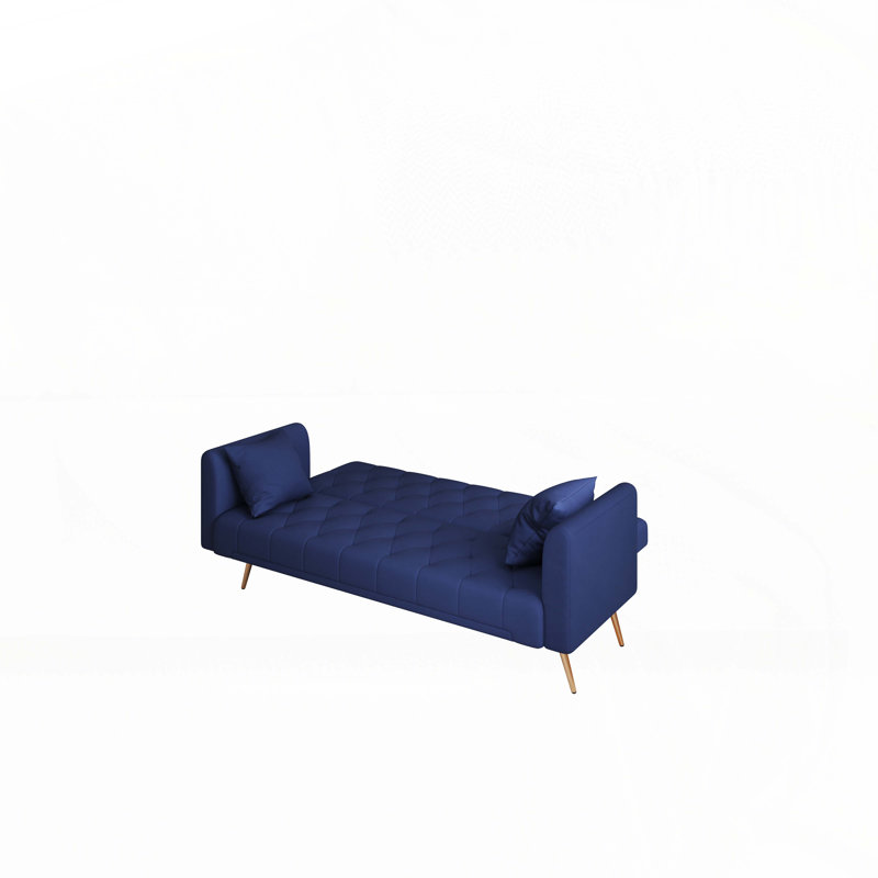 71-inch convertible love seat sofa, American retro blue velvet material, suitable for small living room, bedroom, office