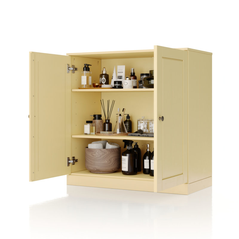 Armoire de salle de bain en bois massif l 32 po Melvous, Jaune