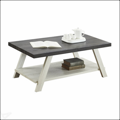 Table basse à deux tons en bois anthracite vieilli et beige Athens, parfaite pour la vie moderne et le rangement