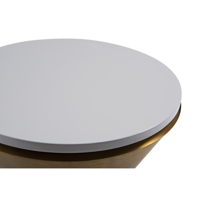 Belynda Pedestal End Table, Brass, White