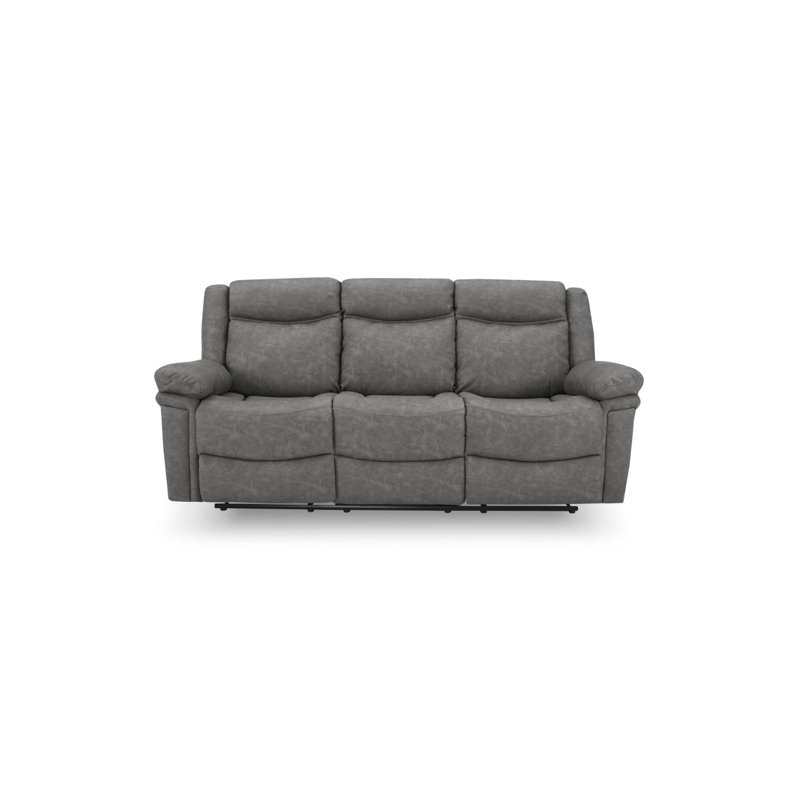 Philo 3 Seater Faux Leather Reclining Sofa, Grey