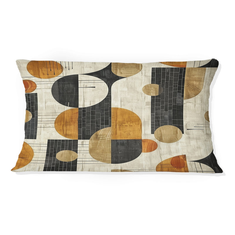 Coussin lombaire orange Mid-Century géométrique III - Orange