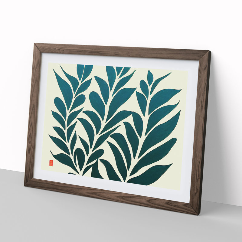 Fern Leaf Silhouette - Single Picture Frame Print, 25cm H x 34cm W x 2cm D, Walnut