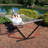2-Person Polyester Rope Hammock and stand set with Removable Quilted Pad and Pillow - Tropical Orange Stripe-1514085552
