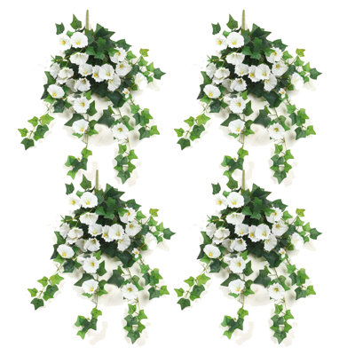 Artificial Flower, Artificial Petunias For Home Decor, Artificial Morning Glories, Artificial Petunias For Outdoor And Indoor, Pack Of 4 Plastic Flower Faux Plant Soft Greenery Decoration Indoor Balcony Courtyard Party Wedding
