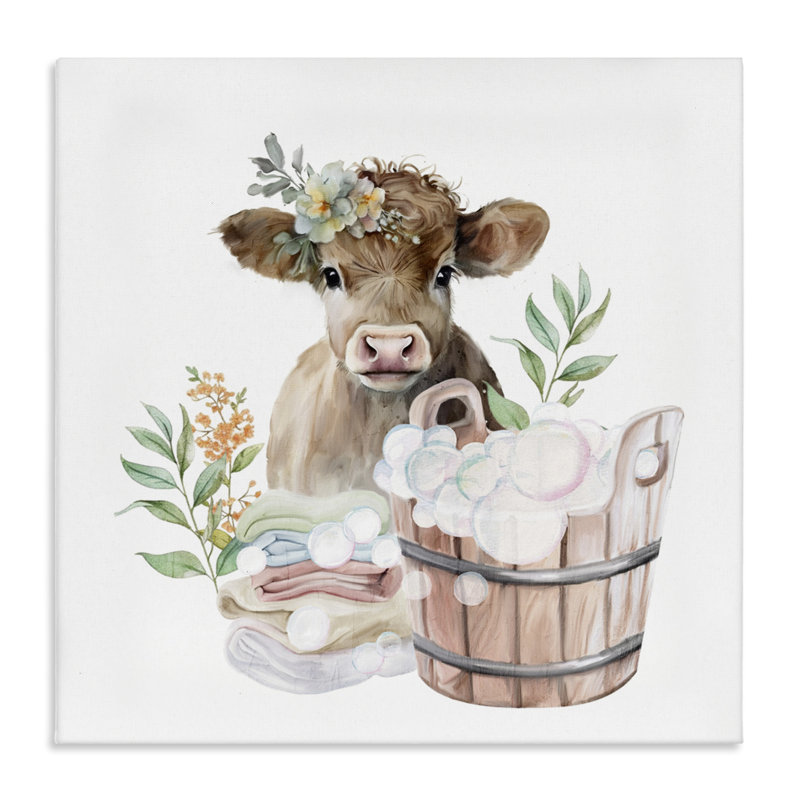 «Laundry Day Baby Cow», toile par Kim Allen, H 17 po x l 17 po