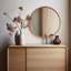 Wood Round Wall Mirror for Bathroom Bedroom Vanity Home Decoration-88364435-90993437