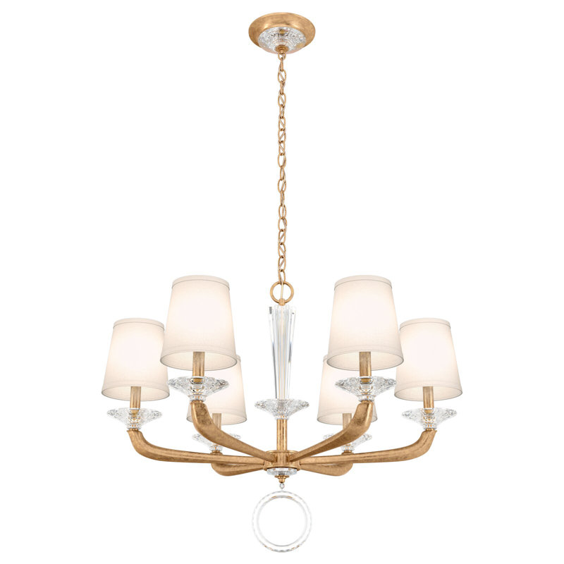 Emilea 6 - Light Glass Chandelier, French Gold