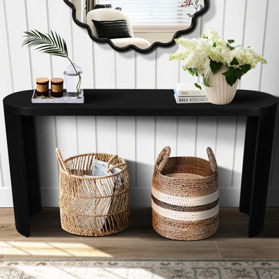 60'' Thick Oval Console Table, Black, Curved Legs, For Living Area Decorative Purposes Entryway Legs Home Decor