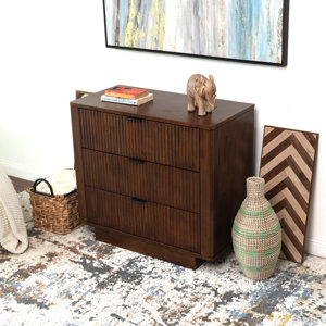 Pilton 3- Drawer Solid Wood Nightstand in Walnut