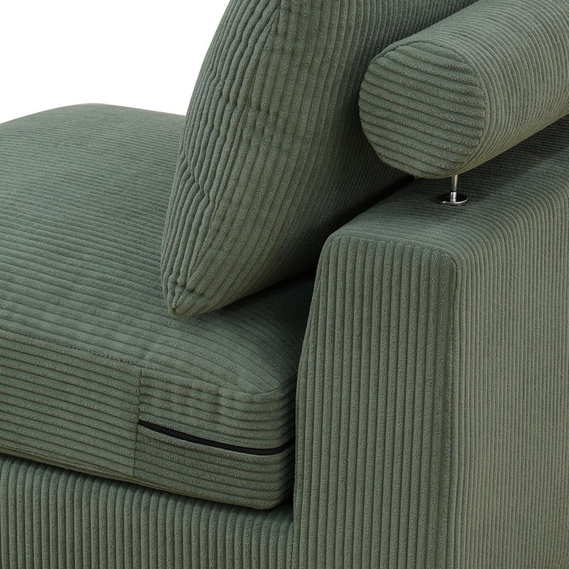 Andreca 6 - Piece 123" Wide Modular Sectional With Ottoman, Green Corduroy