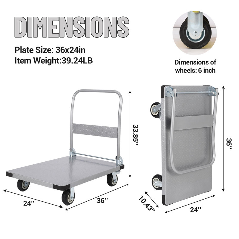 85.9cm H x 60cm W Utility Cart