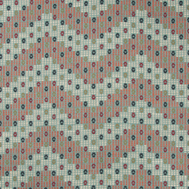 Addis Ababa Fabric, Aqua/Red/Beige