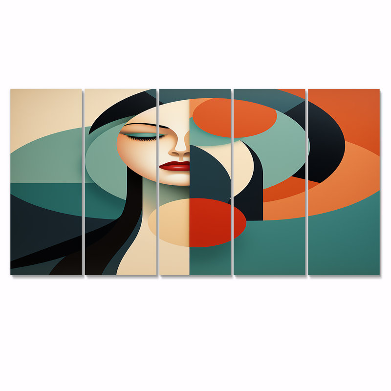 Ensemble de 5 pièces d'art mural Mid Century Century, H 28 po x l 60 po
