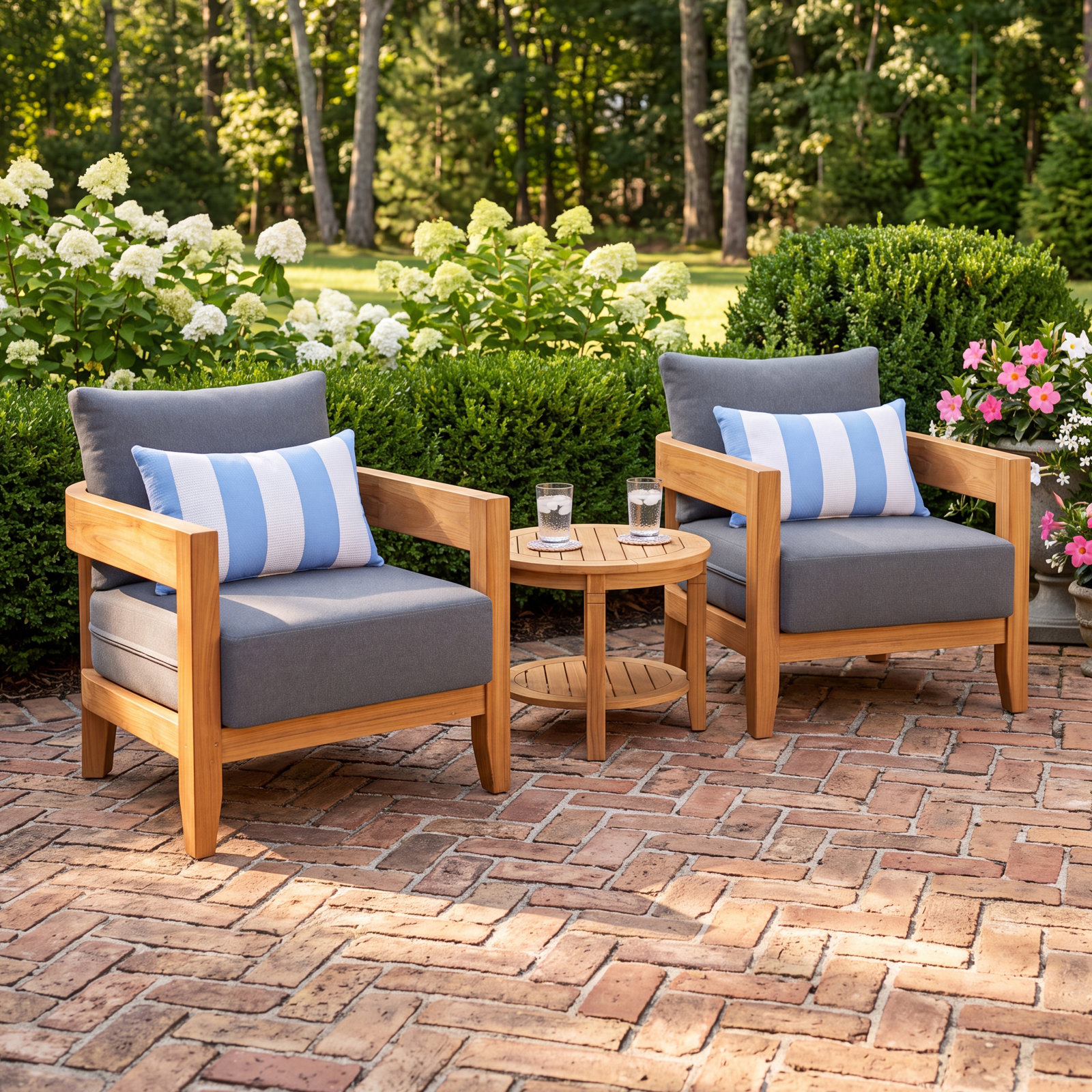 Keaton 2-Person Teak Patio Seating Group, Gray