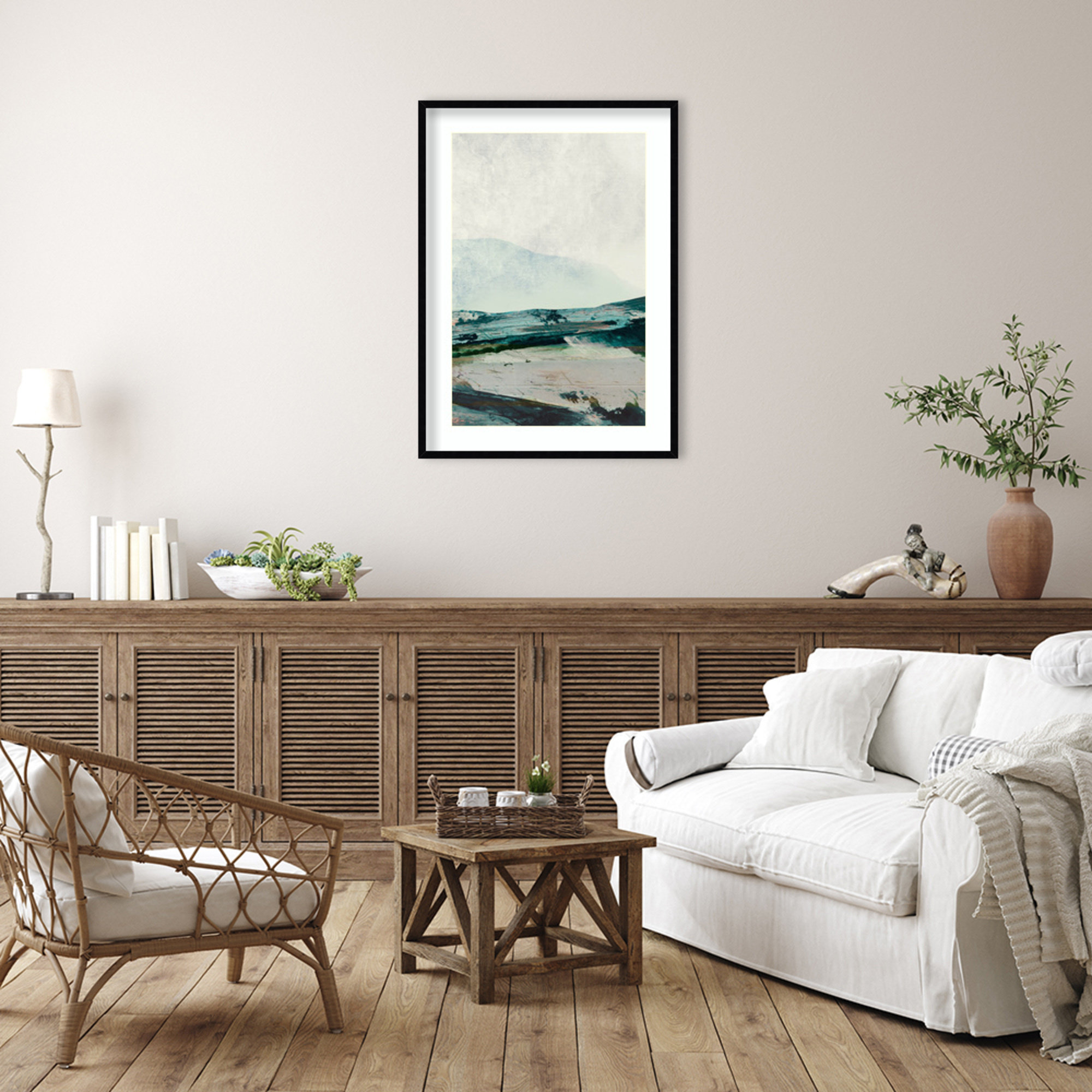 Mountain Mists by Dan Hobday Wood Framed Wall Art Print, 41" H x 30" W, Black Framed