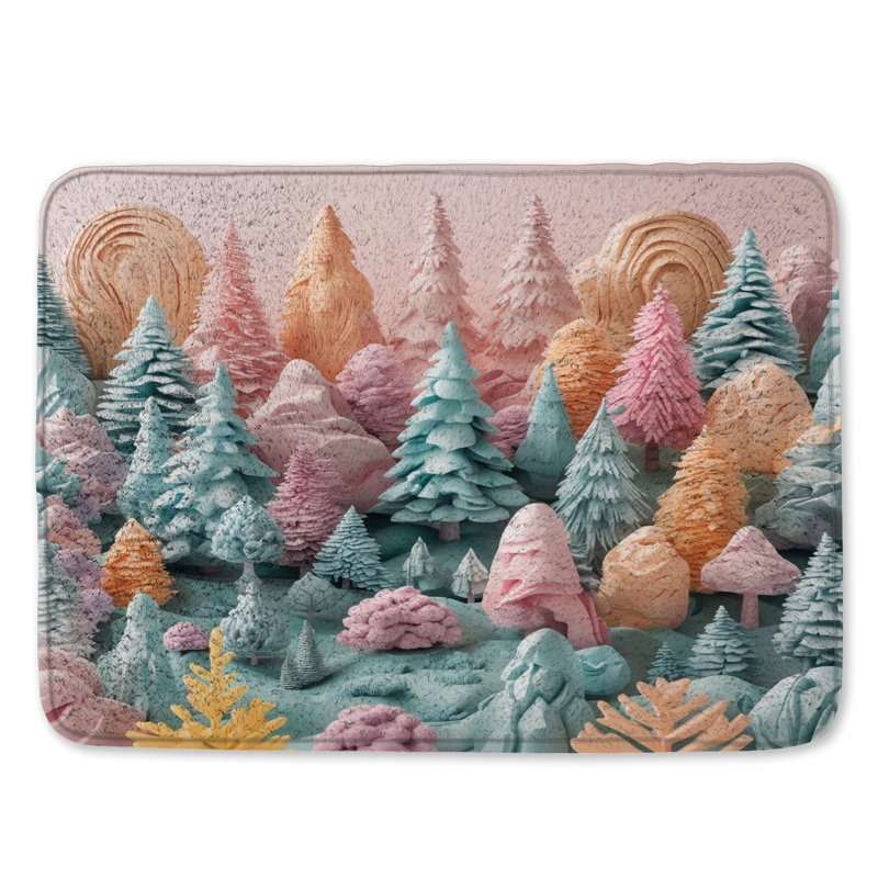 Tapis de bain Pastel Forest Landscape, L 34 po x L 21 po