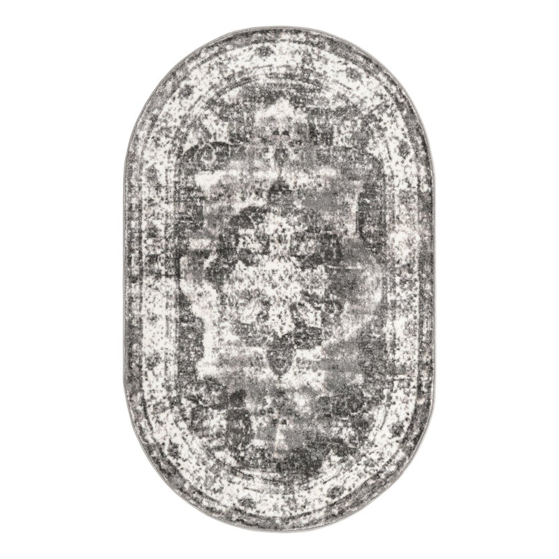 Tapis oriental Brandt, Gris, Oval 3'3" x 5'3"