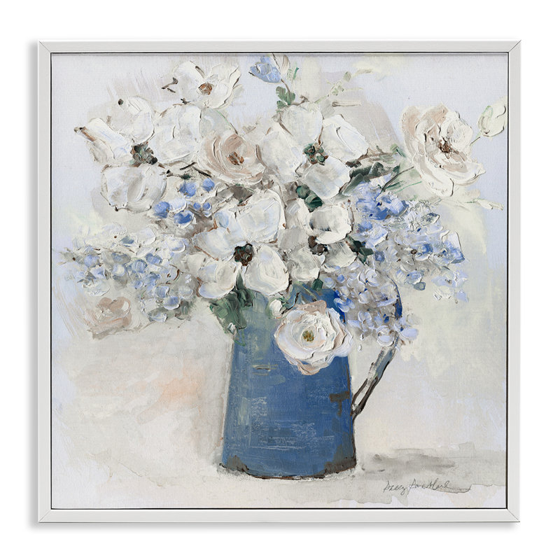 Bouquet dans un vase Blue Country, estampe numérique, design par Sally Swatland, H 12 po x l 12 po