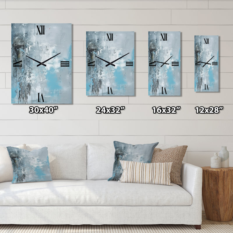 Horloge murale abstraite sereine subtile en bleu clair II, Moyen