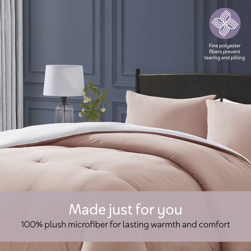Ultra Soft Modern Reversible 3 Piece Comforter Set, Queen Comforter + 2 Standard Shams, Linen/White