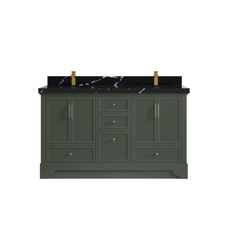 Alys 60'' Free Standing Double Bathroom Vanity with Quartz Top (Pulls Option)