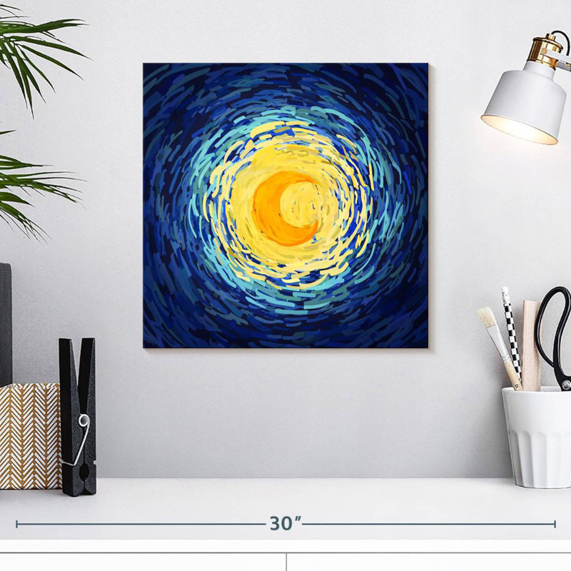 Lune jaune impressionniste Oberle, H 16 po x l 16 po