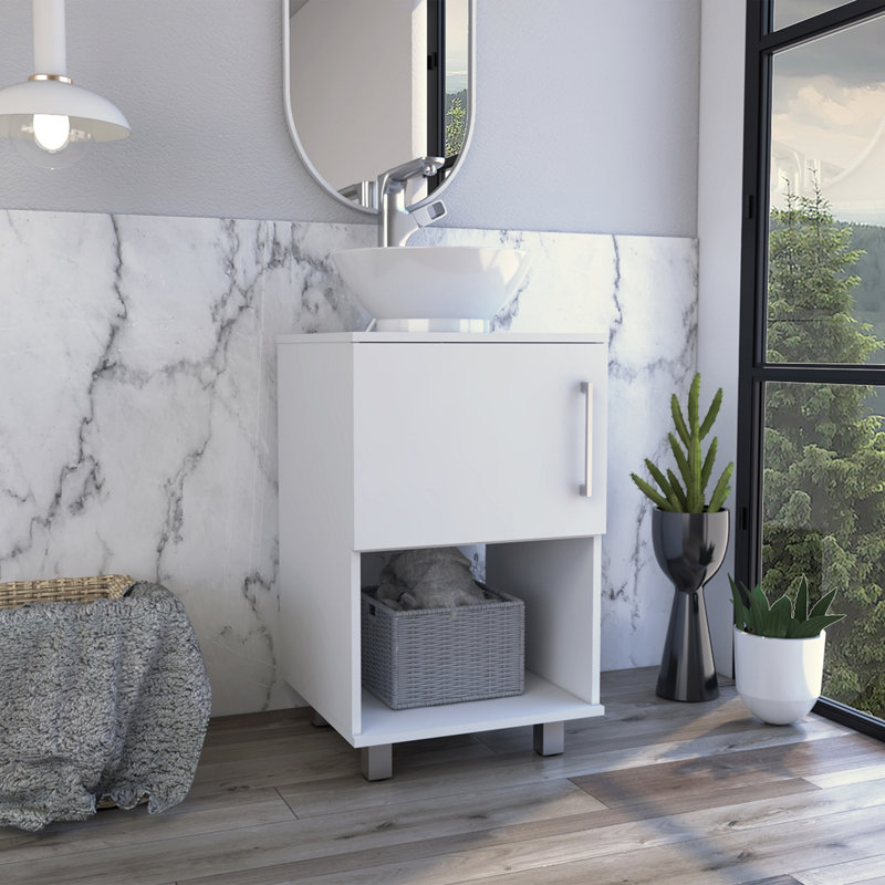 Armoire de meuble-lavabo simple 18 po, Blanc
