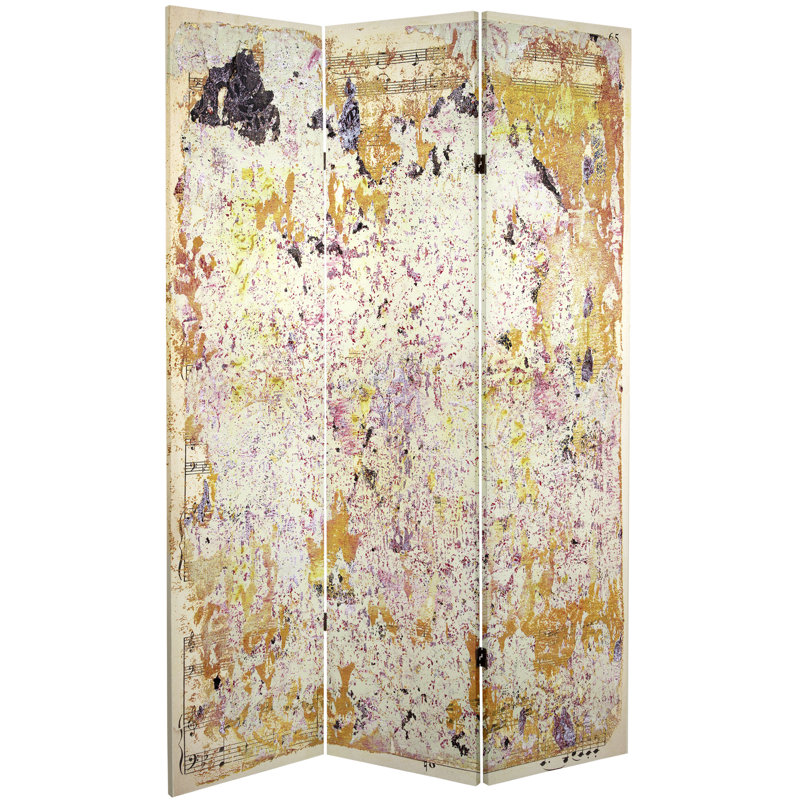 47.25'' 3 - Panel Folding Room Divider, Gray/Gold