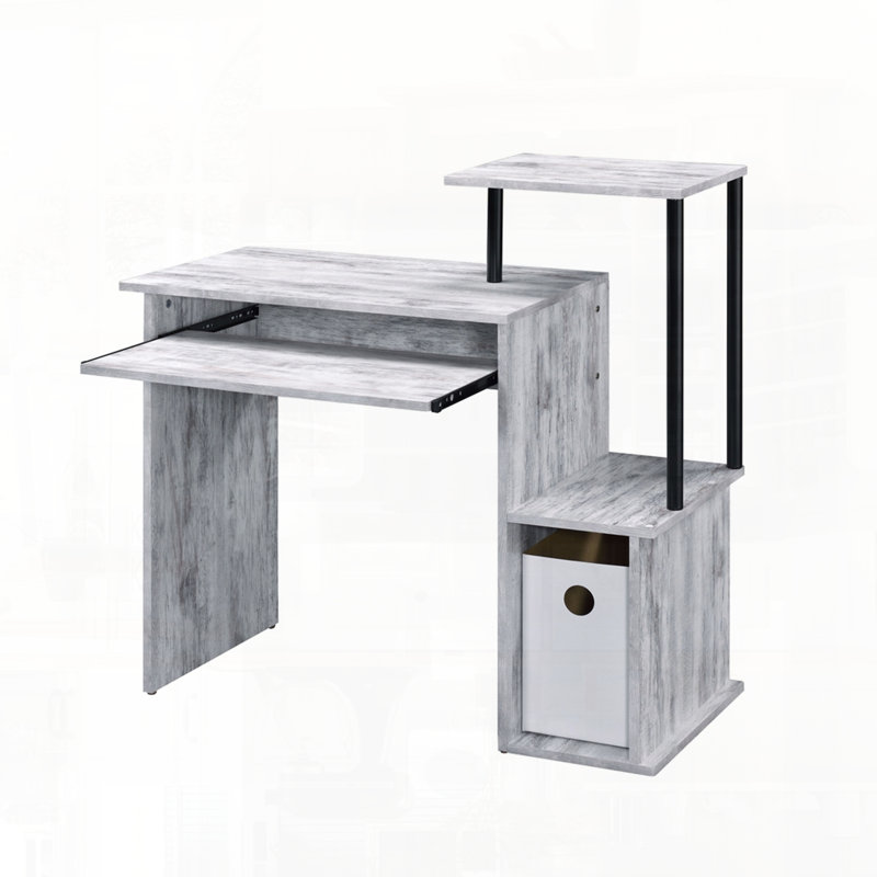 Bureau d'ordinateur avec dégagement au sol pratique, Blanc antique