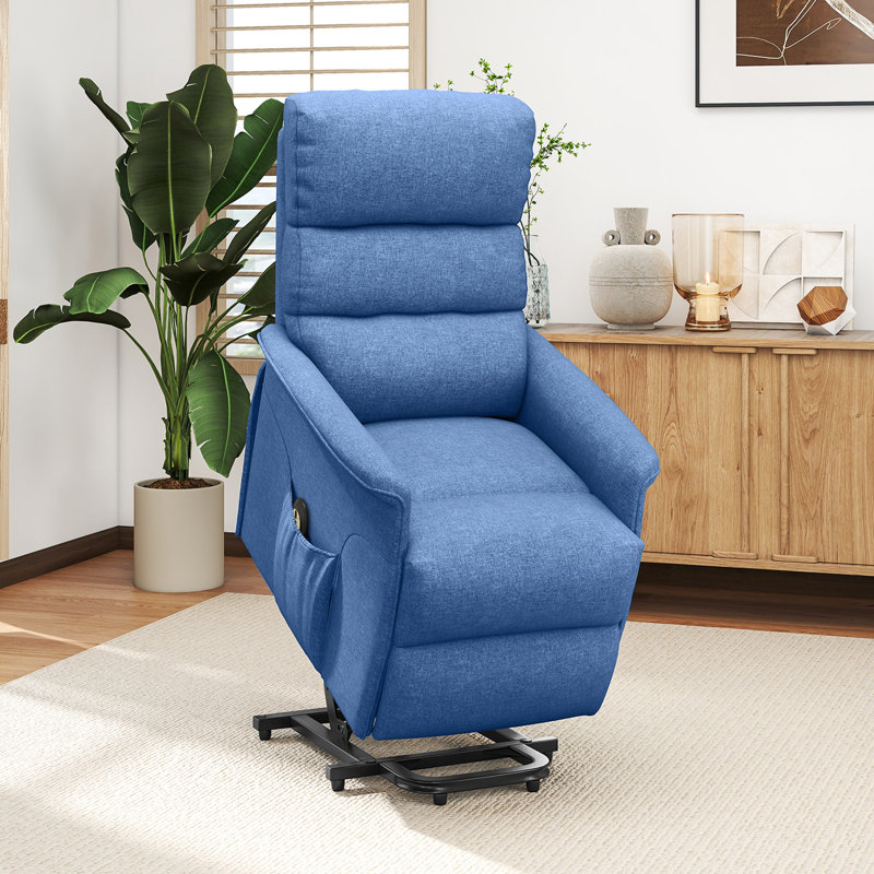 Forester Lift Assist Power Recliner, Light Blue Polyester
