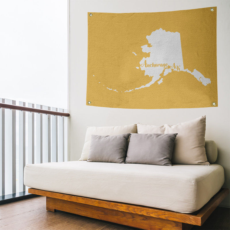Tapisserie murale alaska ancrage, H 59 po x l 80 po, Jaune