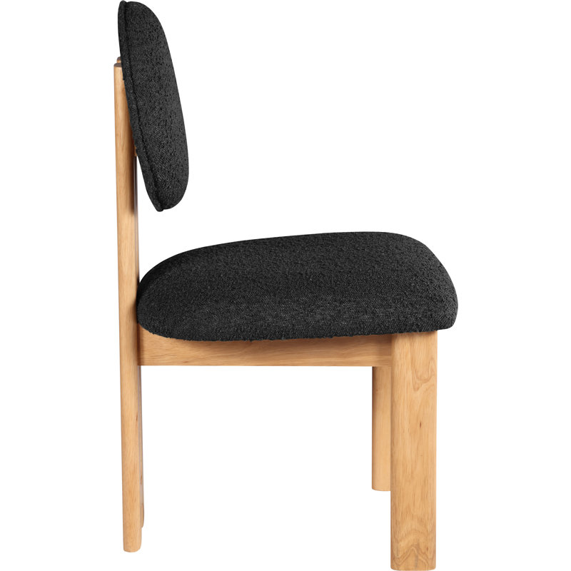 Napa Brityn Boucle Fabric Upholstered Side Chair, Black Boucle Fabric, Natural