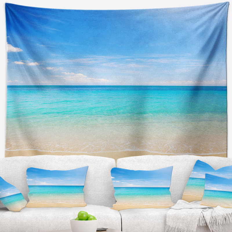 Tapisserie de plage tropicale bleu vif en shore de mer avec accessoires suspendus inclus, H 32 po x l 39 po