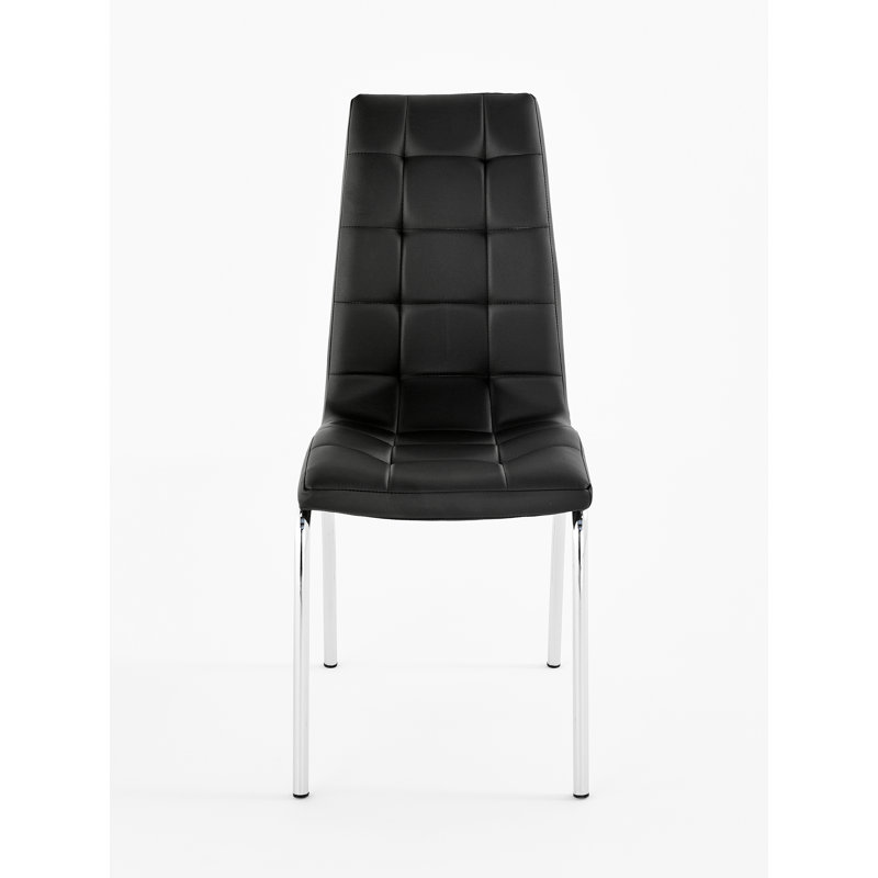 Liam 45cm H Tufted Upholstered Metal Side Chair, Black