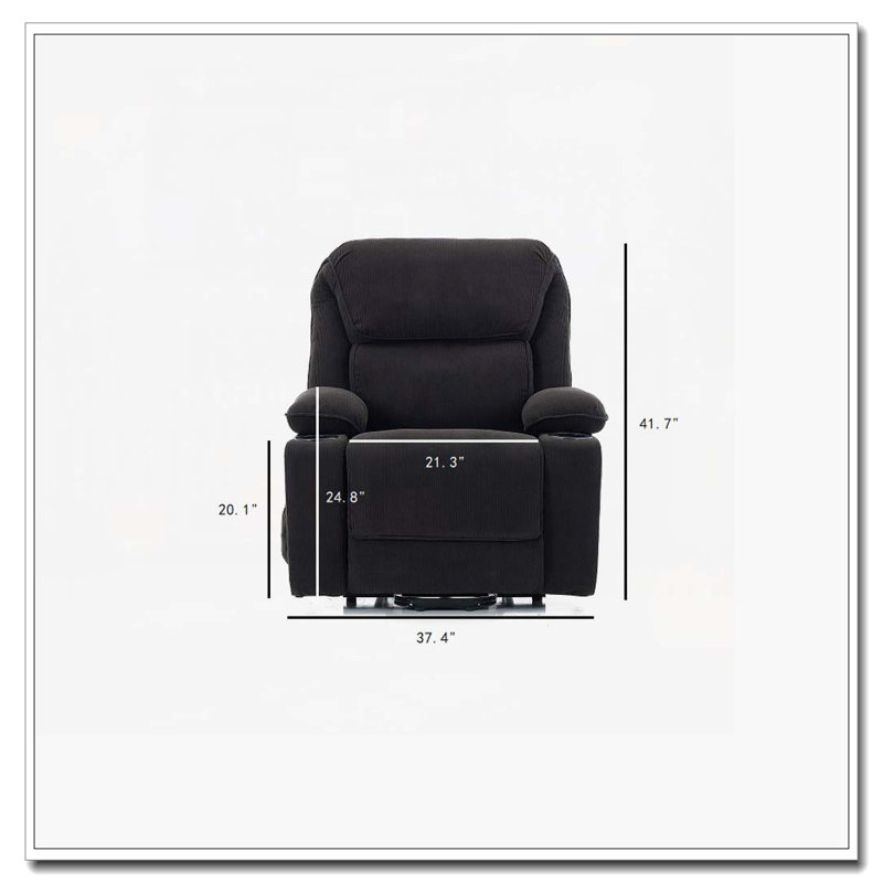 Fauteuil inclinable à télécommande chauffant et chauffant, Noir