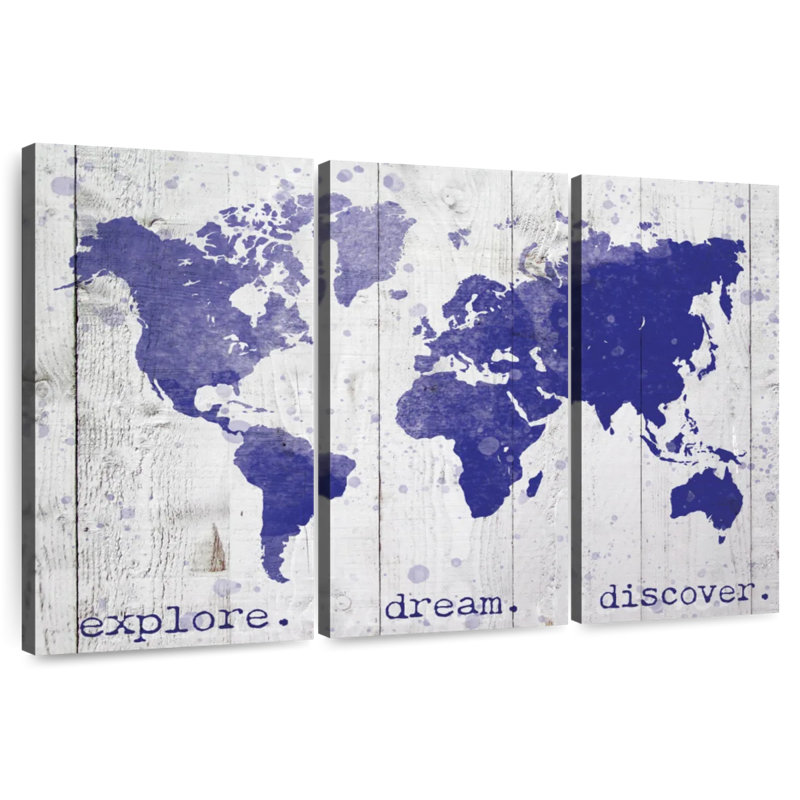 Senne Explore Dream Discover World Map, 24" H x 38" W