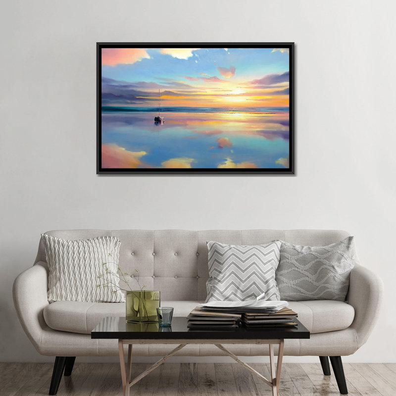 Where Sky Meets Water, Black Floater Framed Canvas, 32" H x 48" W x 1.5" D