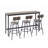 Long Bar Table Set With 3 PU Upholstered Bar Stools
