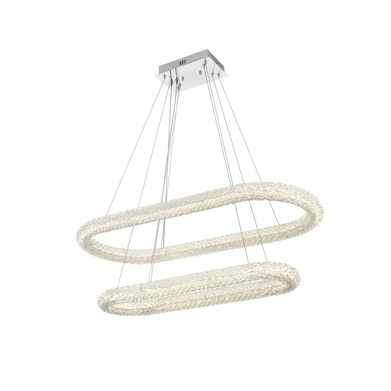 Lustre à niveaux et gradateur à 2 lumières DEL Brindalla, H 12 po x l 42 po x P 42 po, Chrome