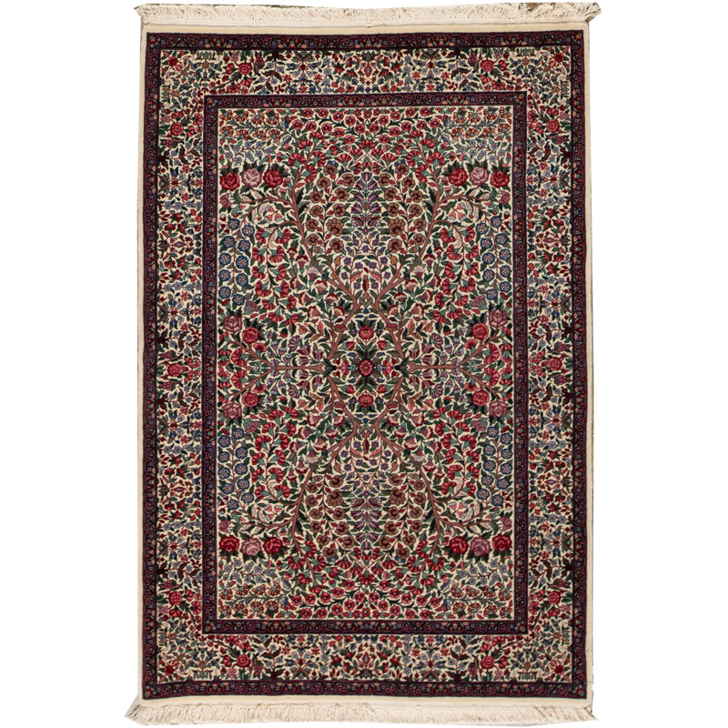 Tapis ivoire et ivoire noué à la main de haute qualité