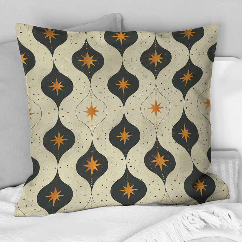 Coussin décoratif jaune quadrilobe Elegance I - Mid-Century, H 16 po x l 16 po