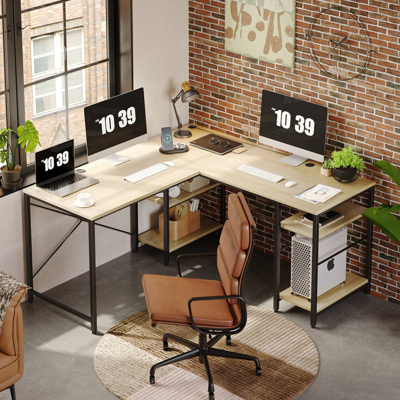 Fortson L-Shape Computer Desk, Oak