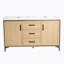 Meuble-lavabo autoportant de 60 po avec lavabo double en résine, 2 portes à fermeture douce et 3 tiroirs à fermeture douce, chêne original, contreplaqué (KD-PACKING)