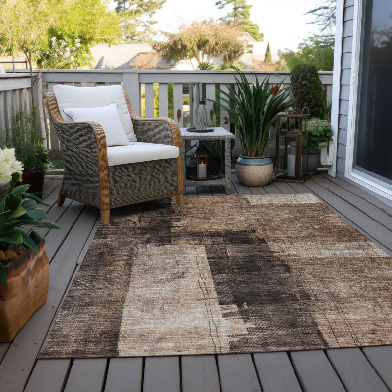 Tapis d'intérieur / extérieur lavable brun Weavira , 5' x 7'6"