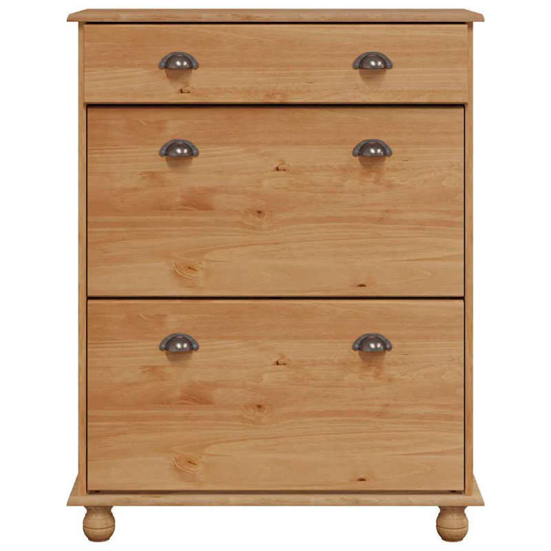 Shoe Cabinet Solid Pine Wood, Brown