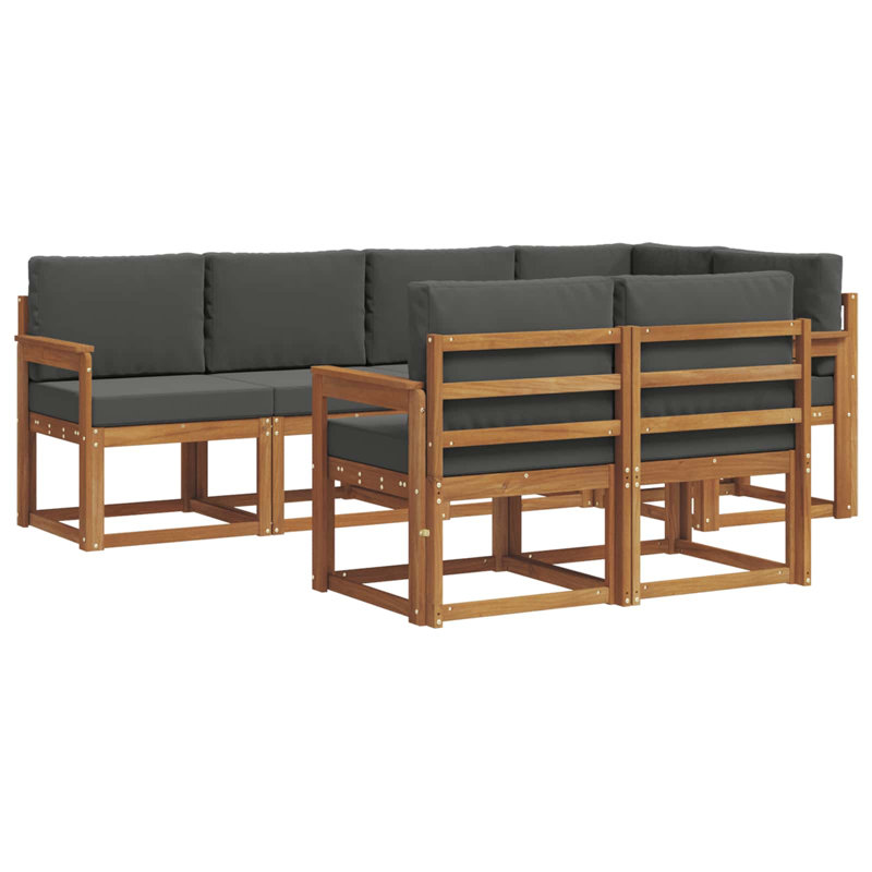  Ensemble de canapé d'extérieur avec coussin 7 pièces naturel et anthracite