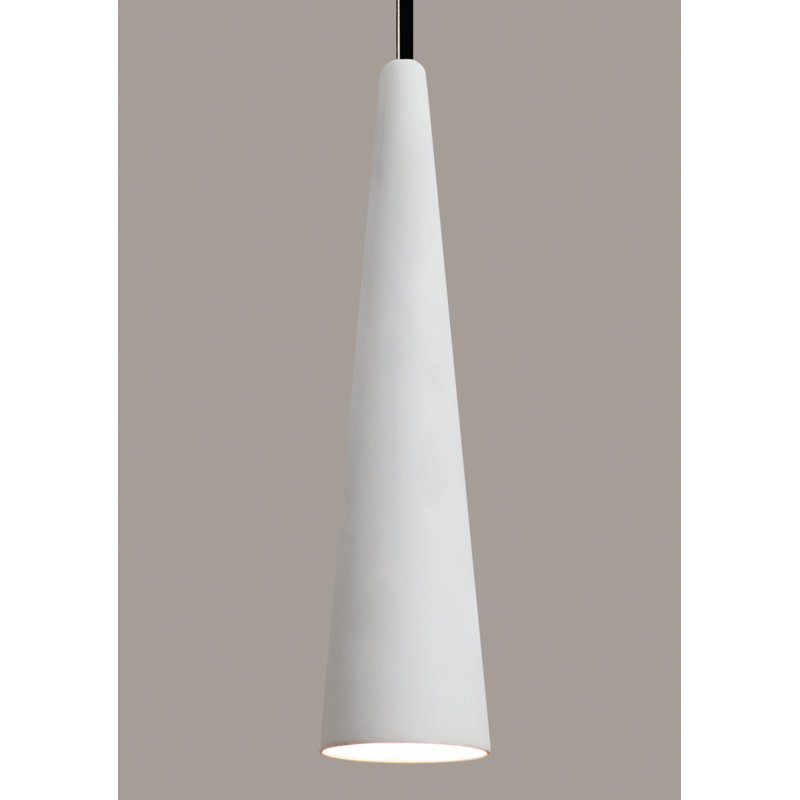 Luminaire suspendu conique à 1 lumière Kiaan, Bisque